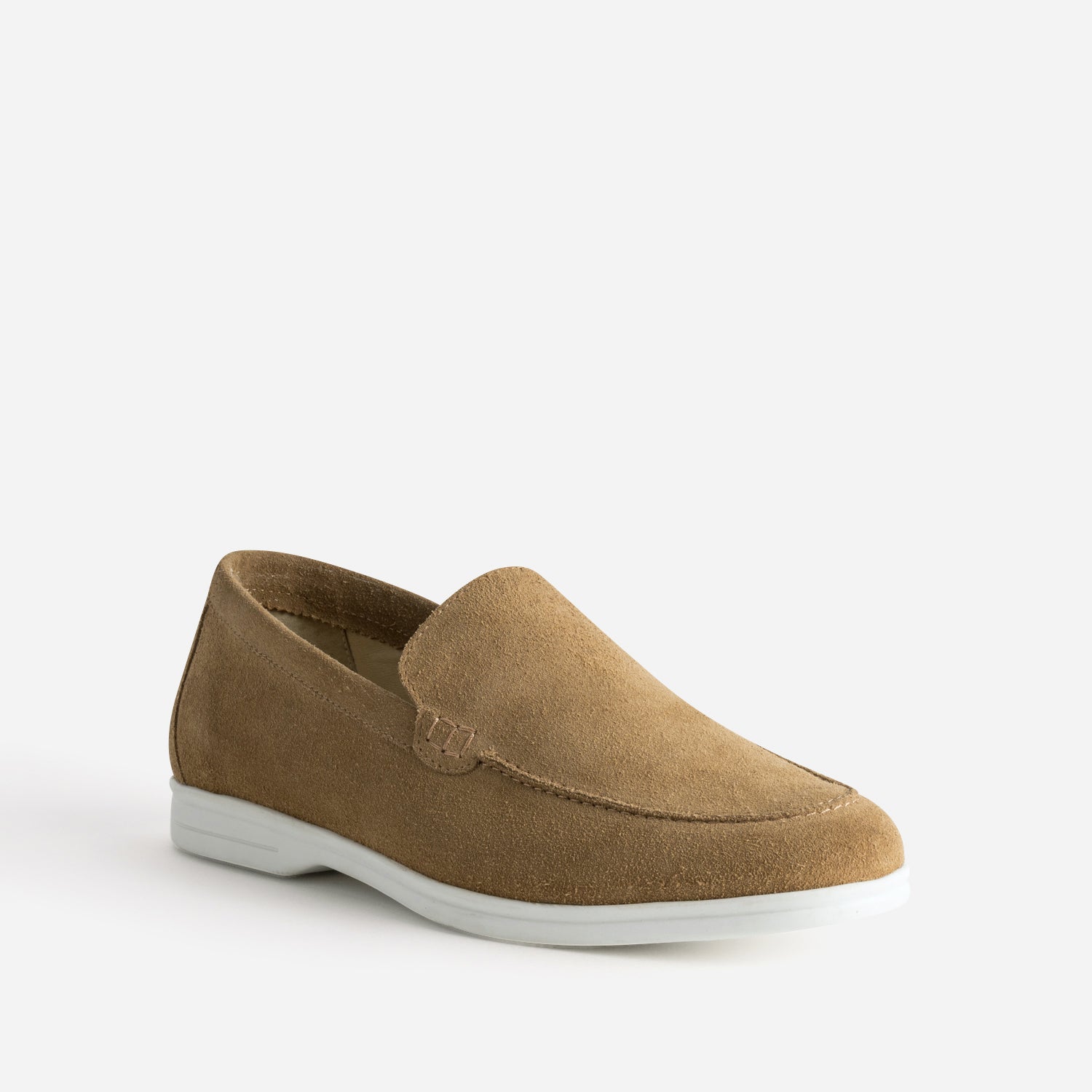 Mocassin beige cuir velours
