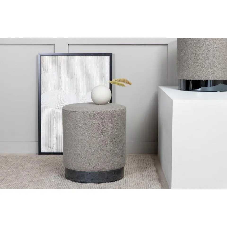 Svea - Cleo poef - teddy - grijs