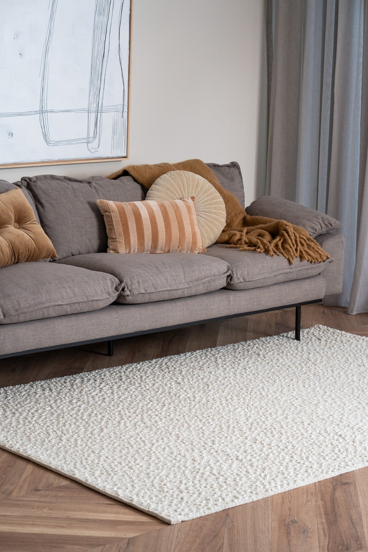 Wollen vloerkleed Nuta ivoor/wit - Interieur05