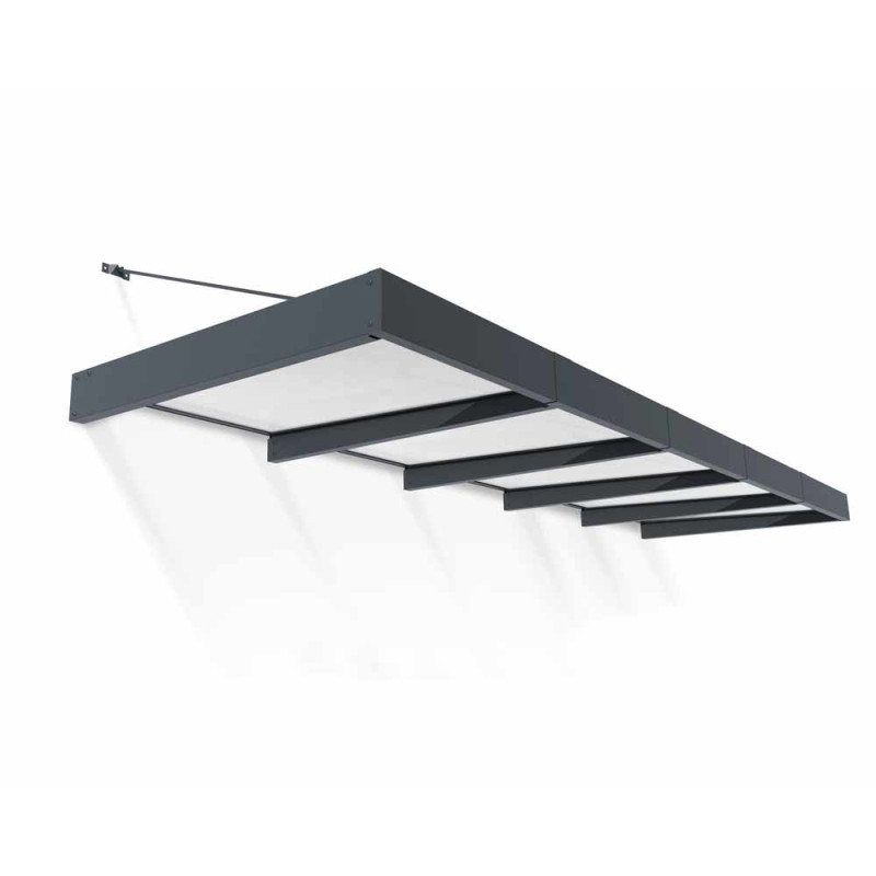 Marquise de porte Sophia XL gris foncé 470 x 140 cm CANOPIA