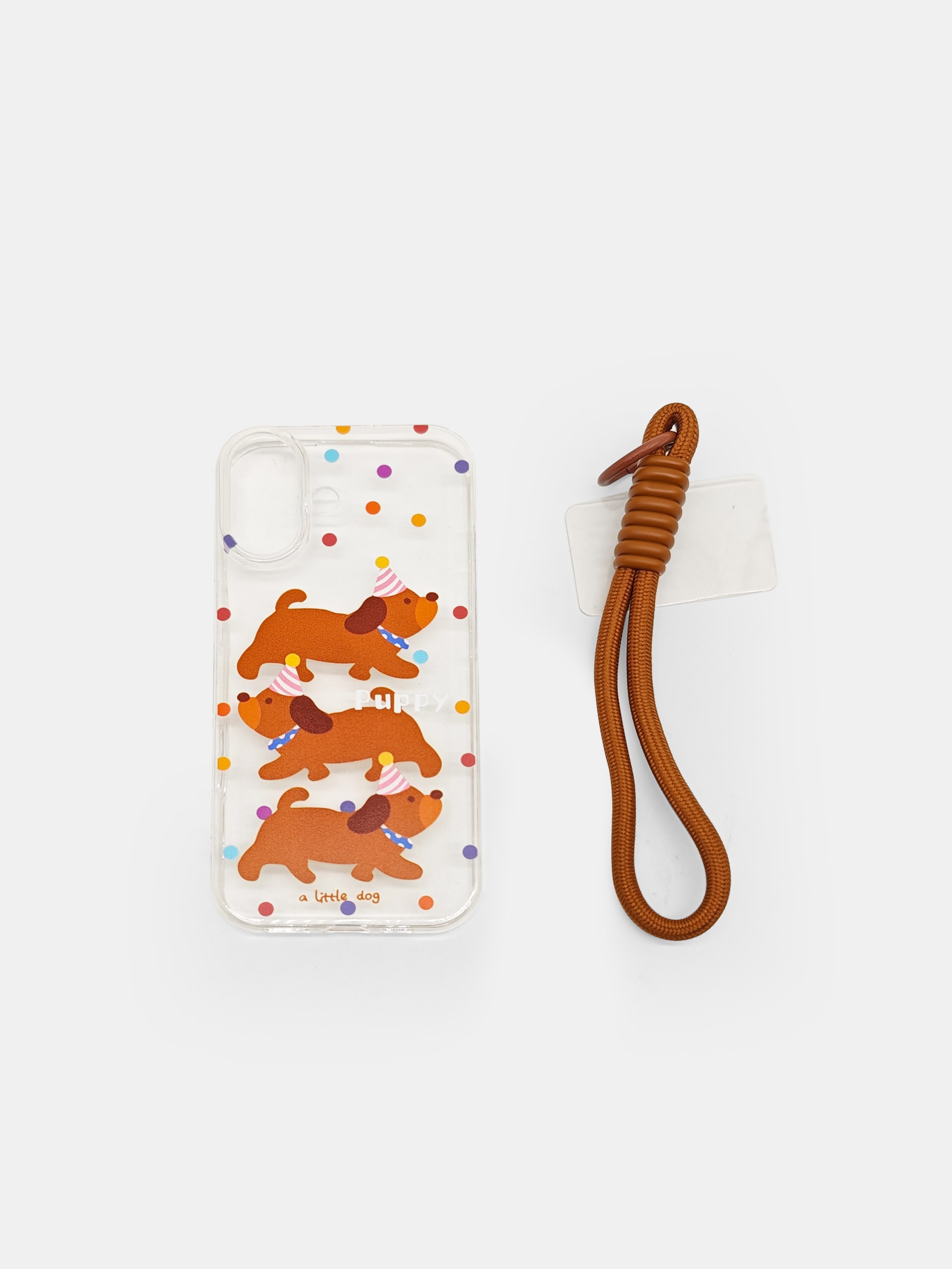 Przeźroczysta etui na Iphone 13/14/15/16/17 z motywem psów i paskiem