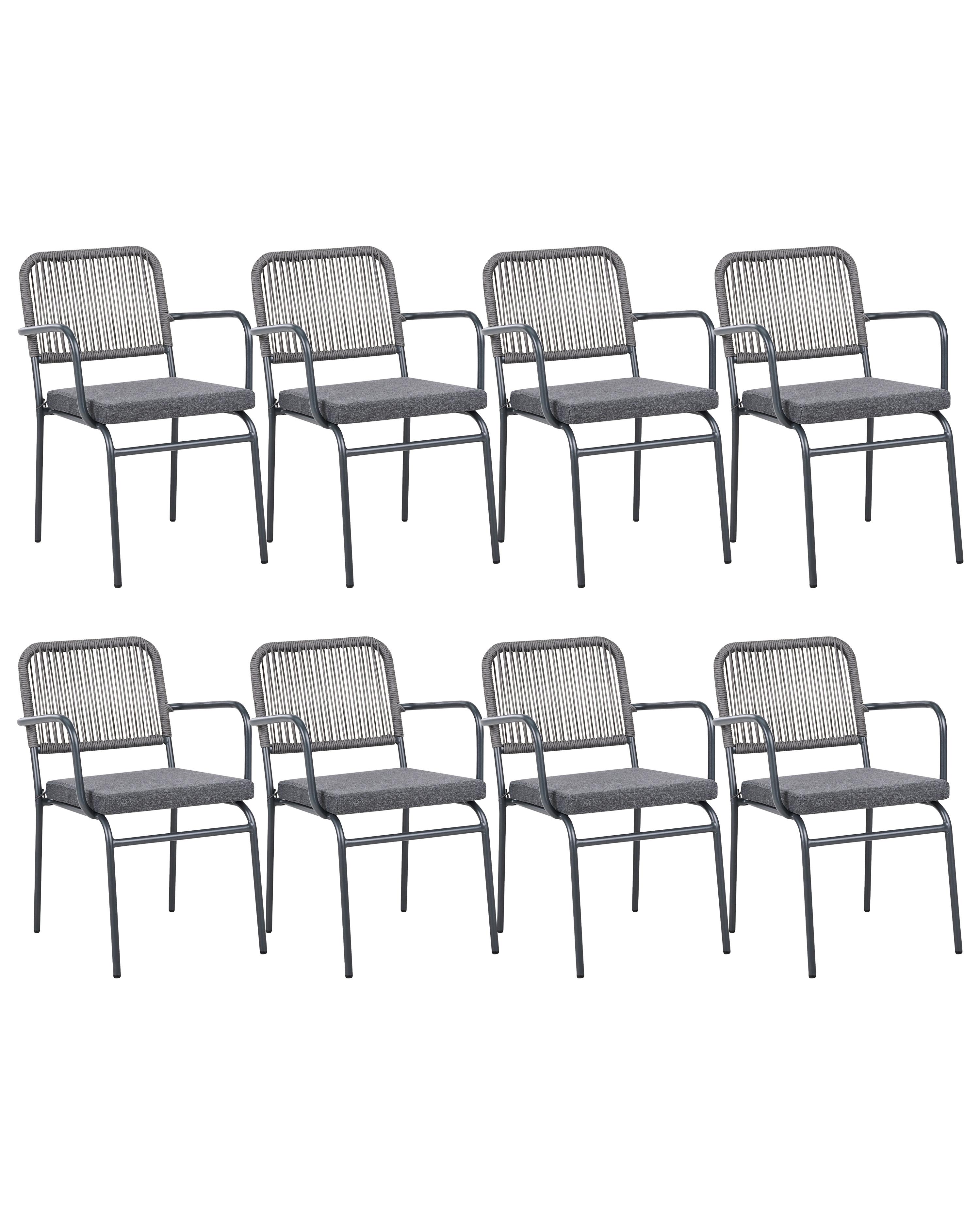 Set of 4 Garden Chairs with Cushions TACENO Metal Grey