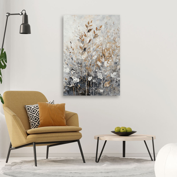 Feeby Obraz na płótnie, Rośliny Abstrakcja Botanika Złoty 40x60