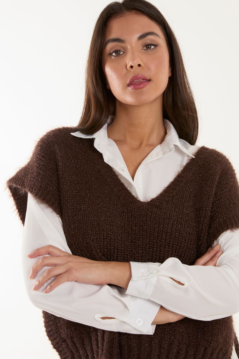 Blue Vanilla 2 in 1 Knitted Vest Shirt
