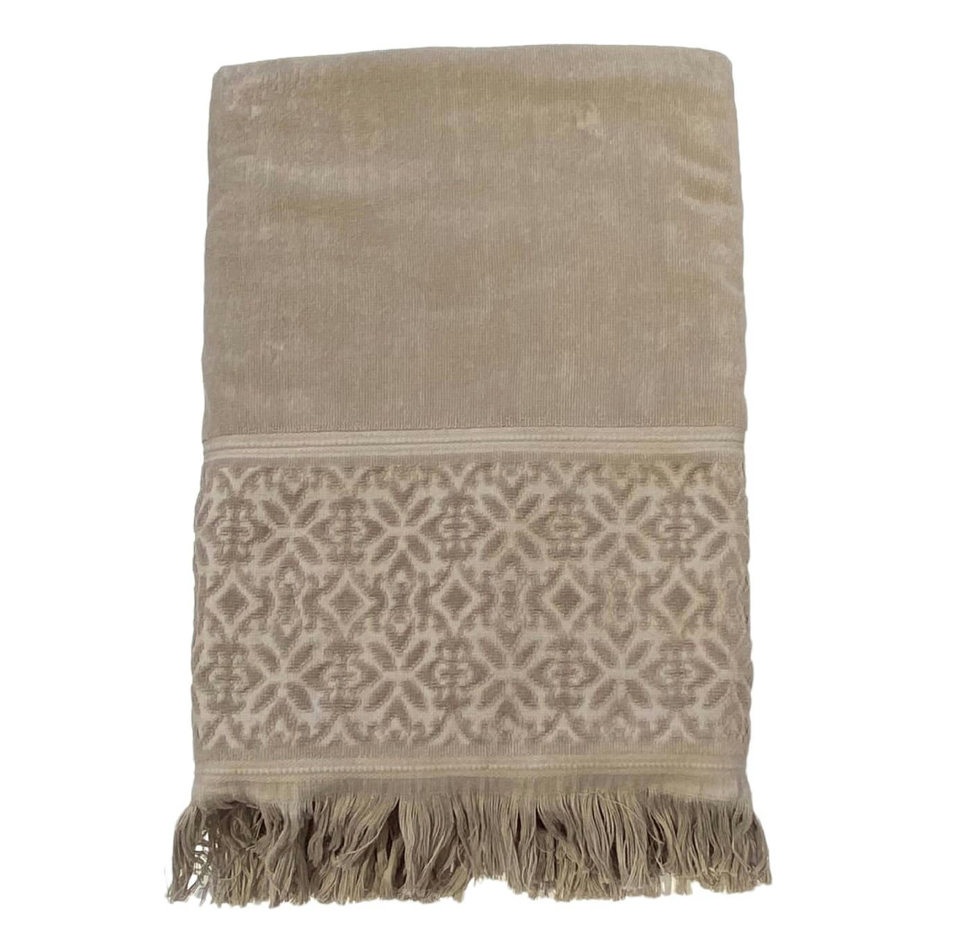 EPONGE VELOURS UNIE - Serviette de bain éponge velours "Romance" taupe 90x170