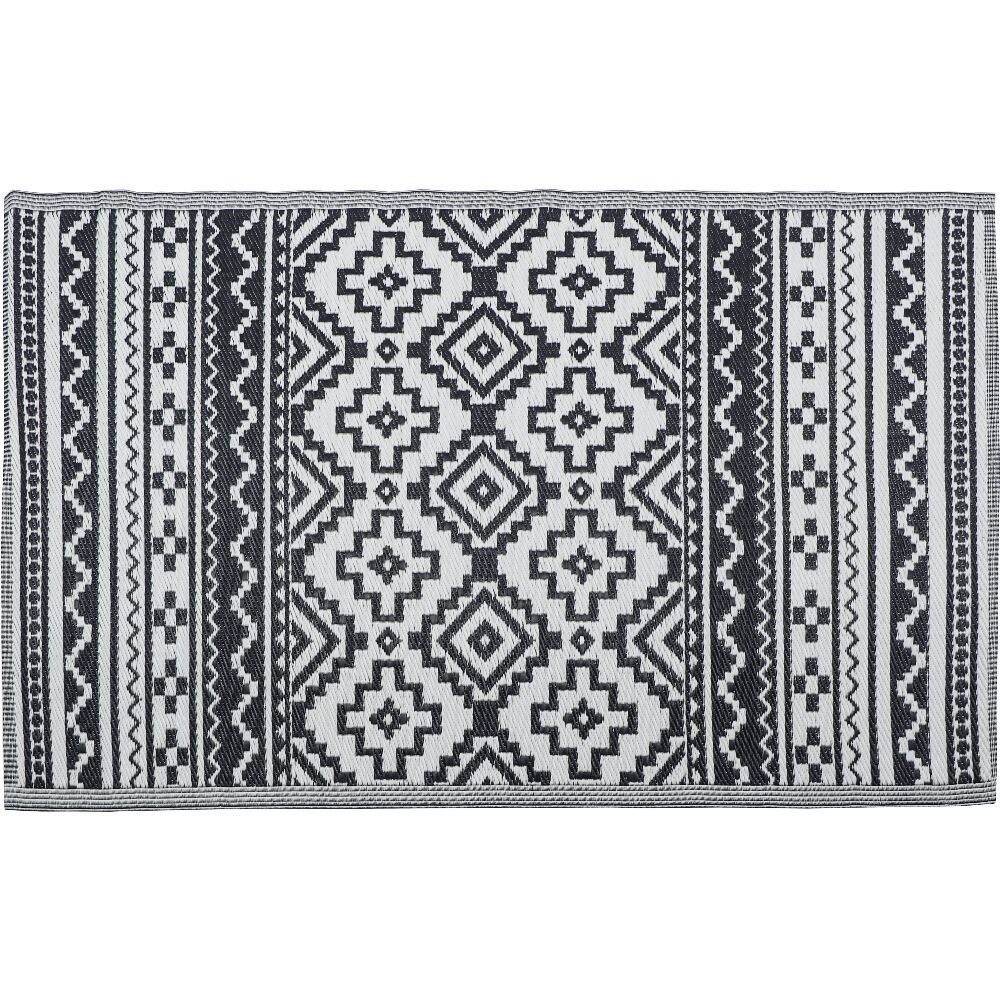 Tapis de jardin rectangulaire India design ethnique gris 120x180cm