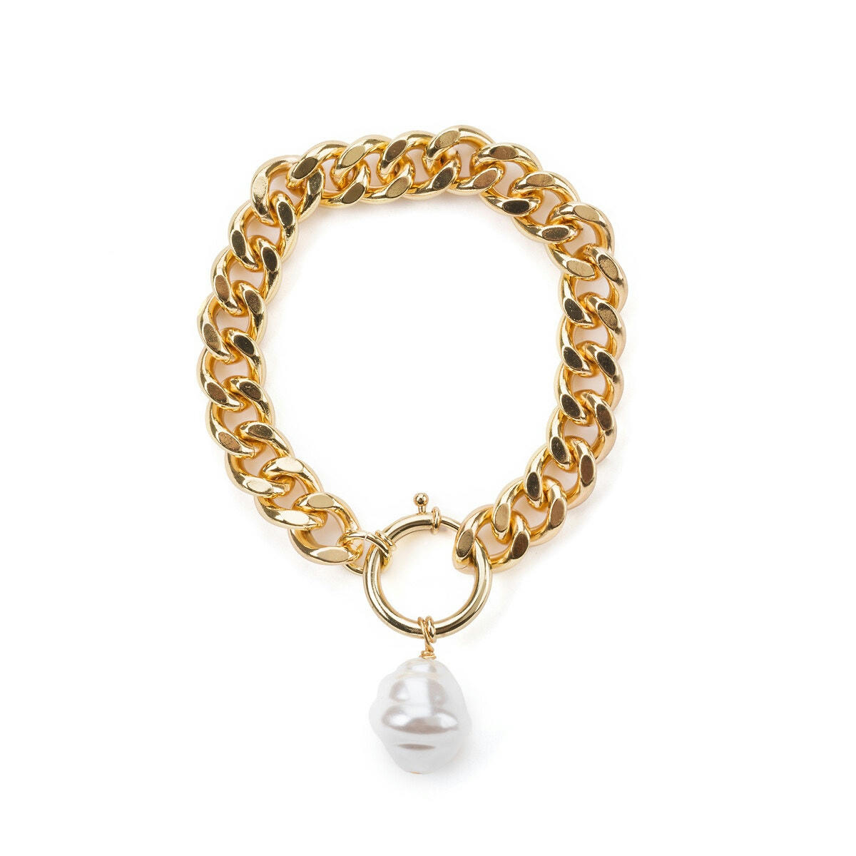 Bracelet grosse chaîne détail perle