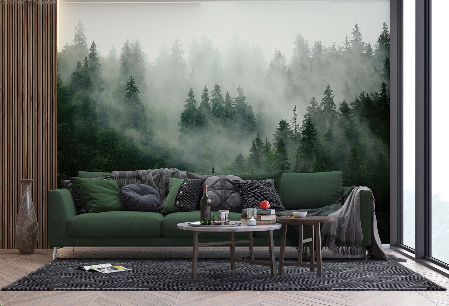 Sanders & Sanders fotobehang berglandschap met bomen groen - 270 x 375 cm - 601167