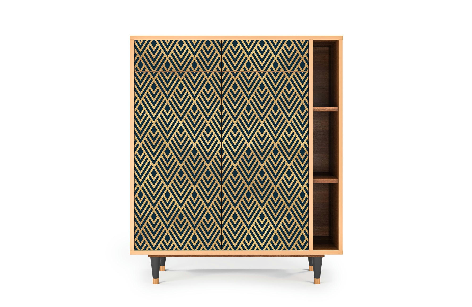 EGYPT TRIANGLES - Buffet  bleu 2 tiroirs et 2 portes L 94 cm