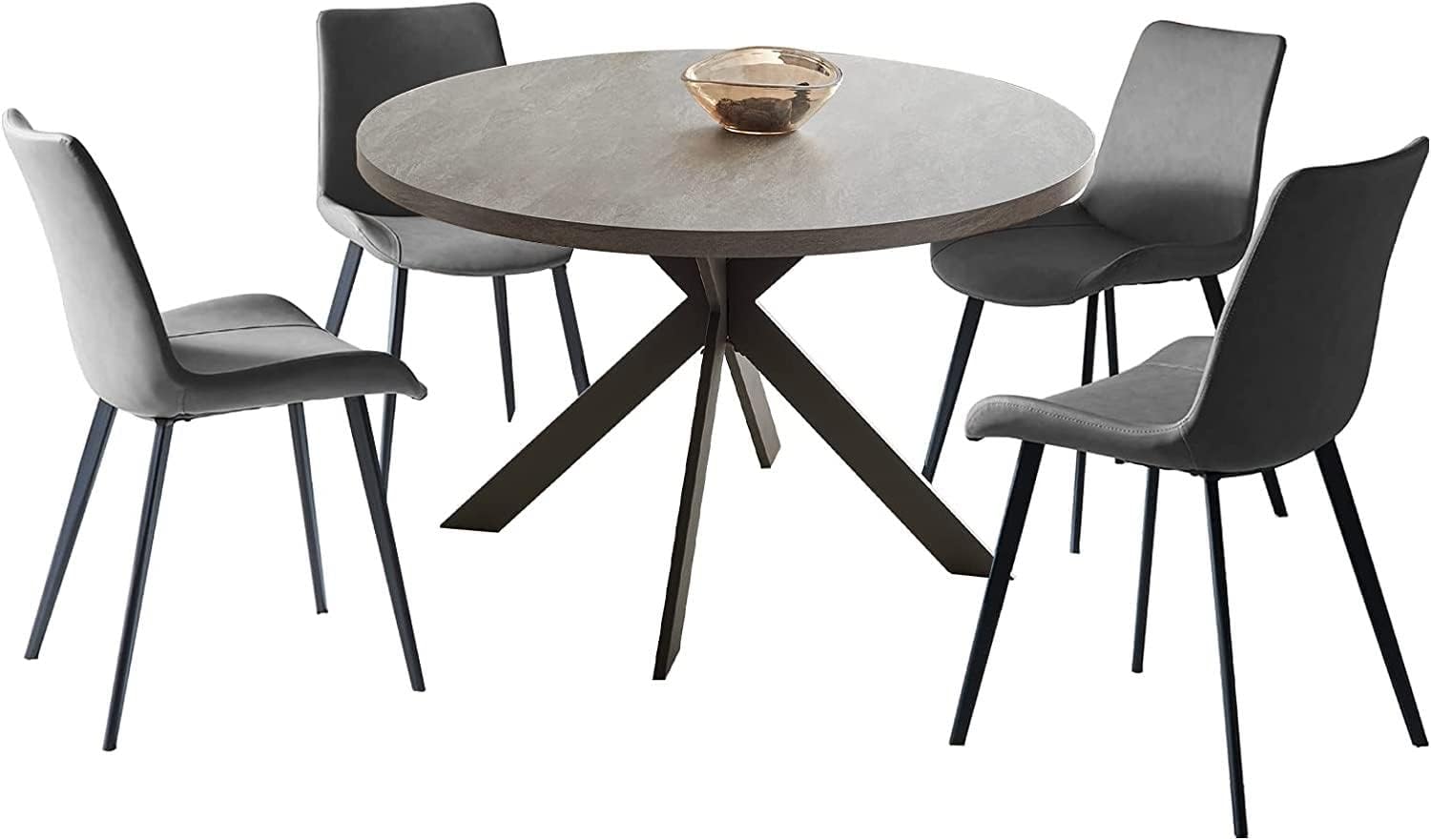 Zerifevni Round Dining Table Set, Mid Century Modern 47 INCH, Leisure Coffee Table, Saving Space (Grey)