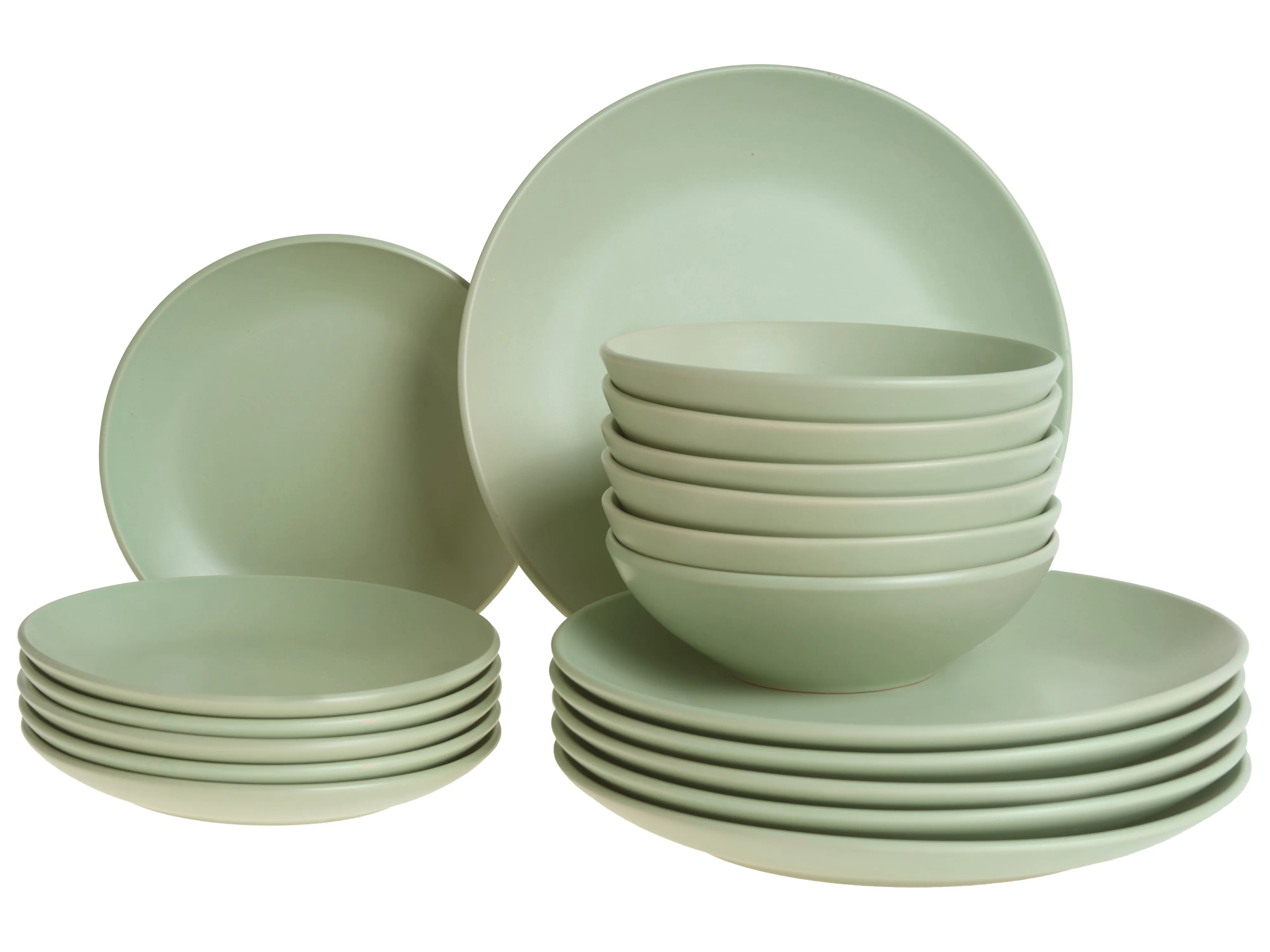Set of 18 Dinnerware VIVANI Stoneware Green