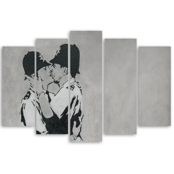 Feeby Obraz 5 częściowy na płótnie Banksy Kissing Coppers