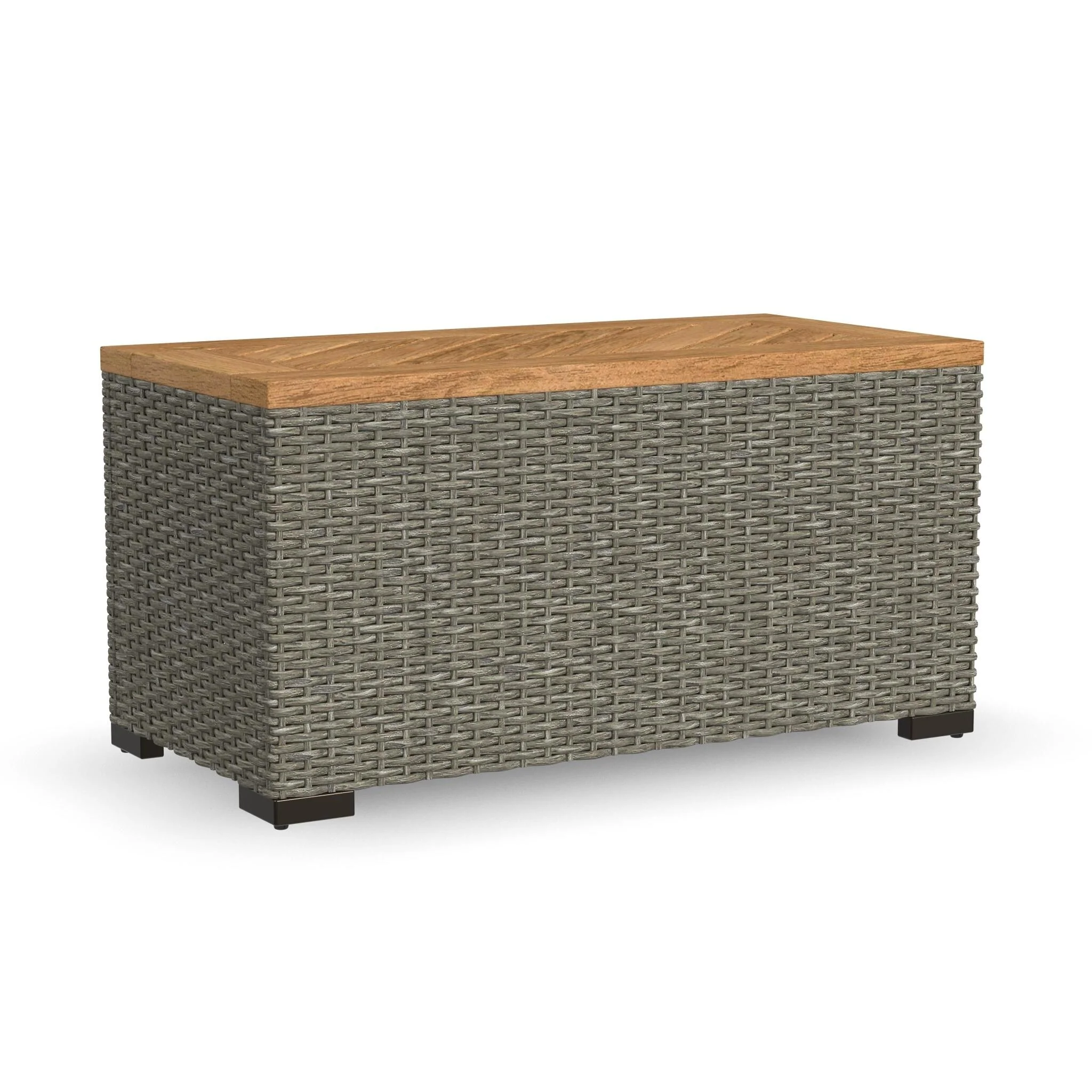 Boca Raton Brown Rattan Outdoor Storage Table - 32 x 17 x 16