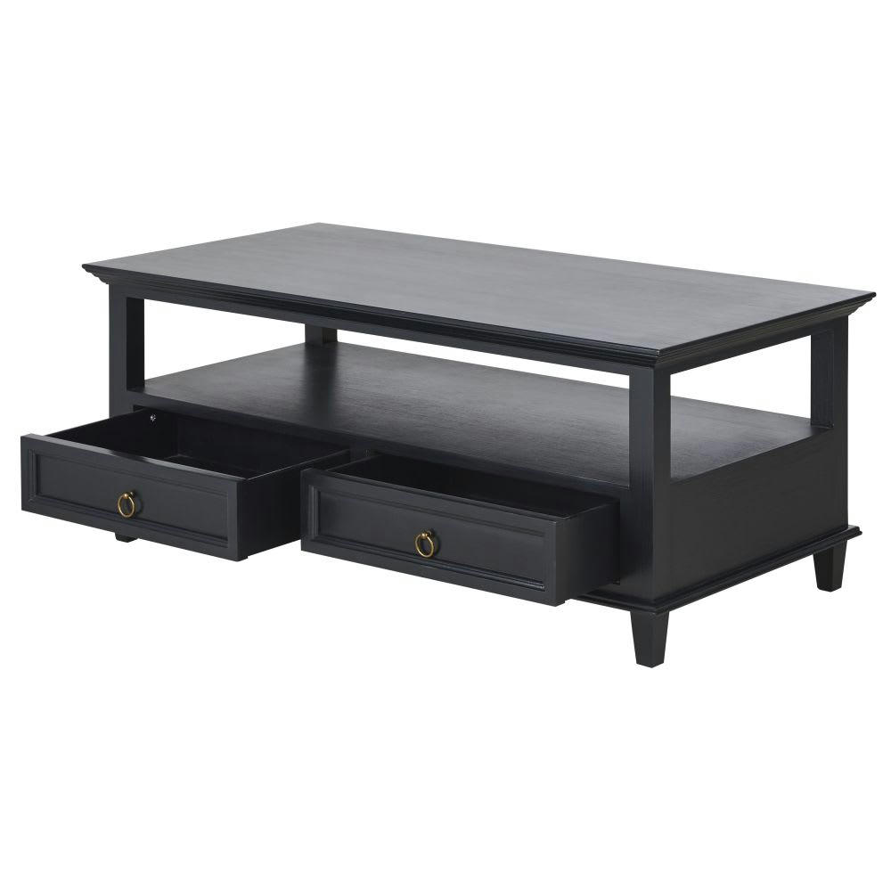 Cambronne - Table basse 2 plateaux noire et métal coloris laiton
