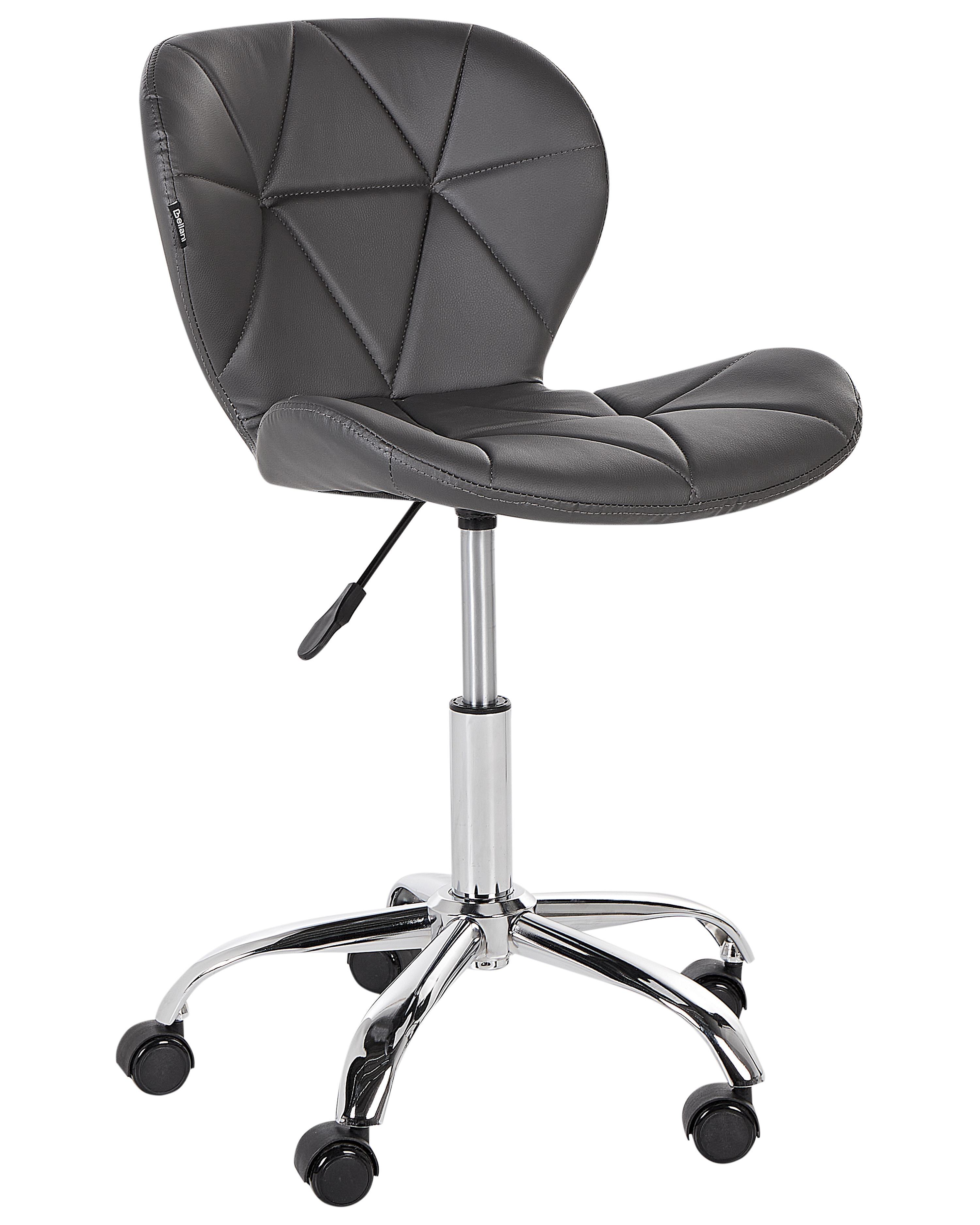 Desk Chair VALETTA Faux Leather Graphite Grey