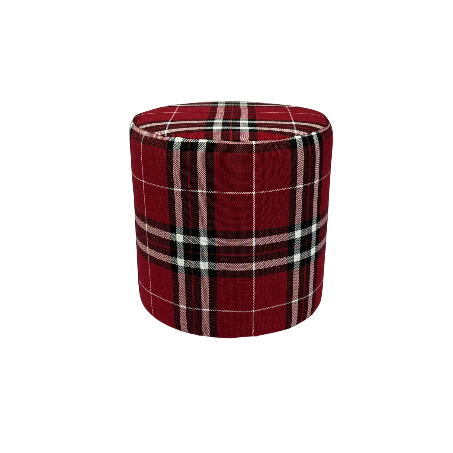 Pufa LOBOX plecionka 40x40 cm okrągła w kratę do salonu czerwona