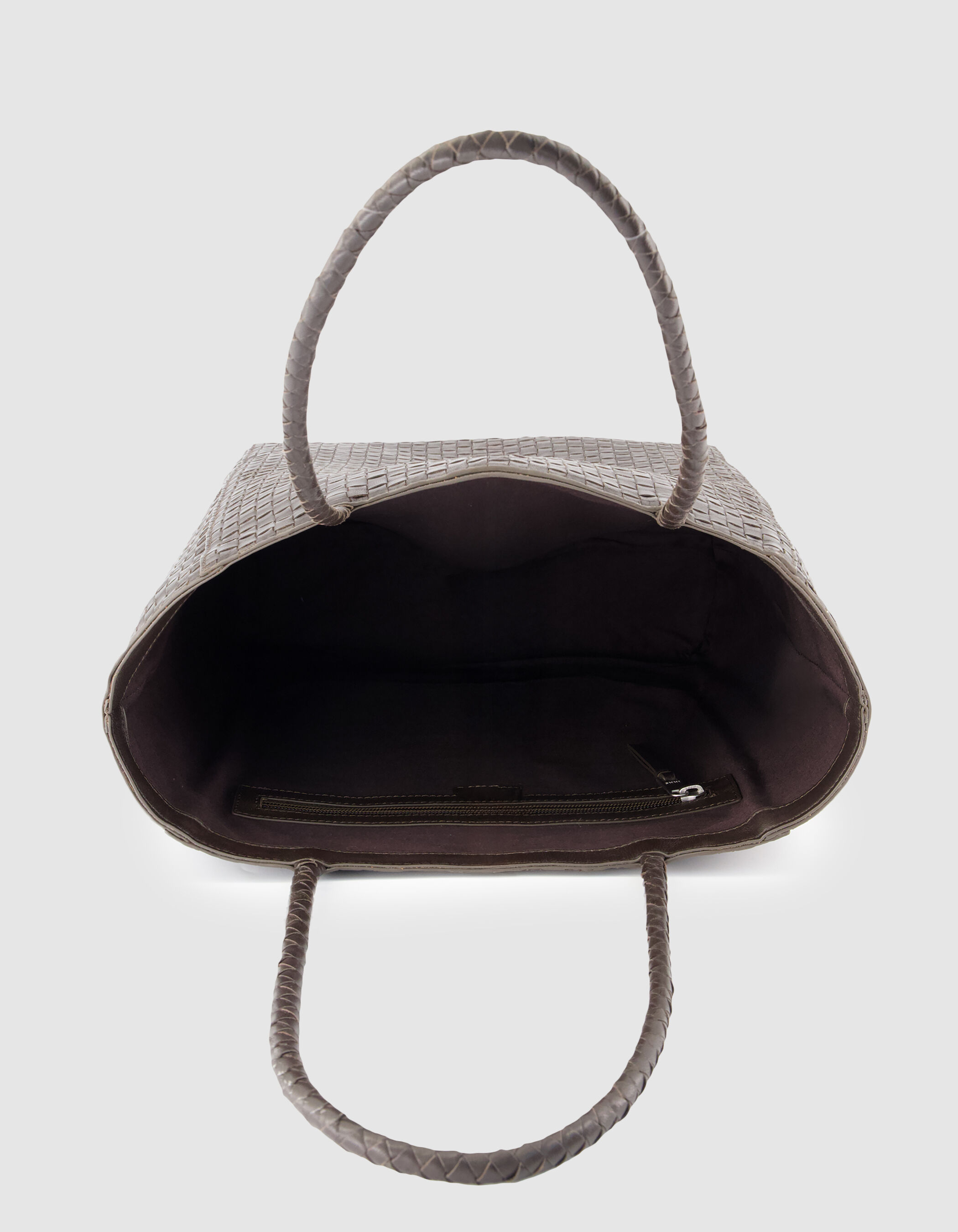 Sac cabas marron cuir tressé Femme