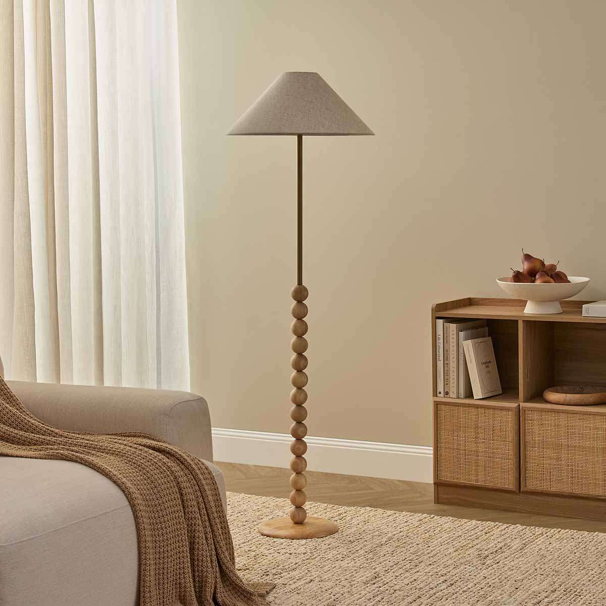 Skyla Sphere Wooden Ball Floor Lamp