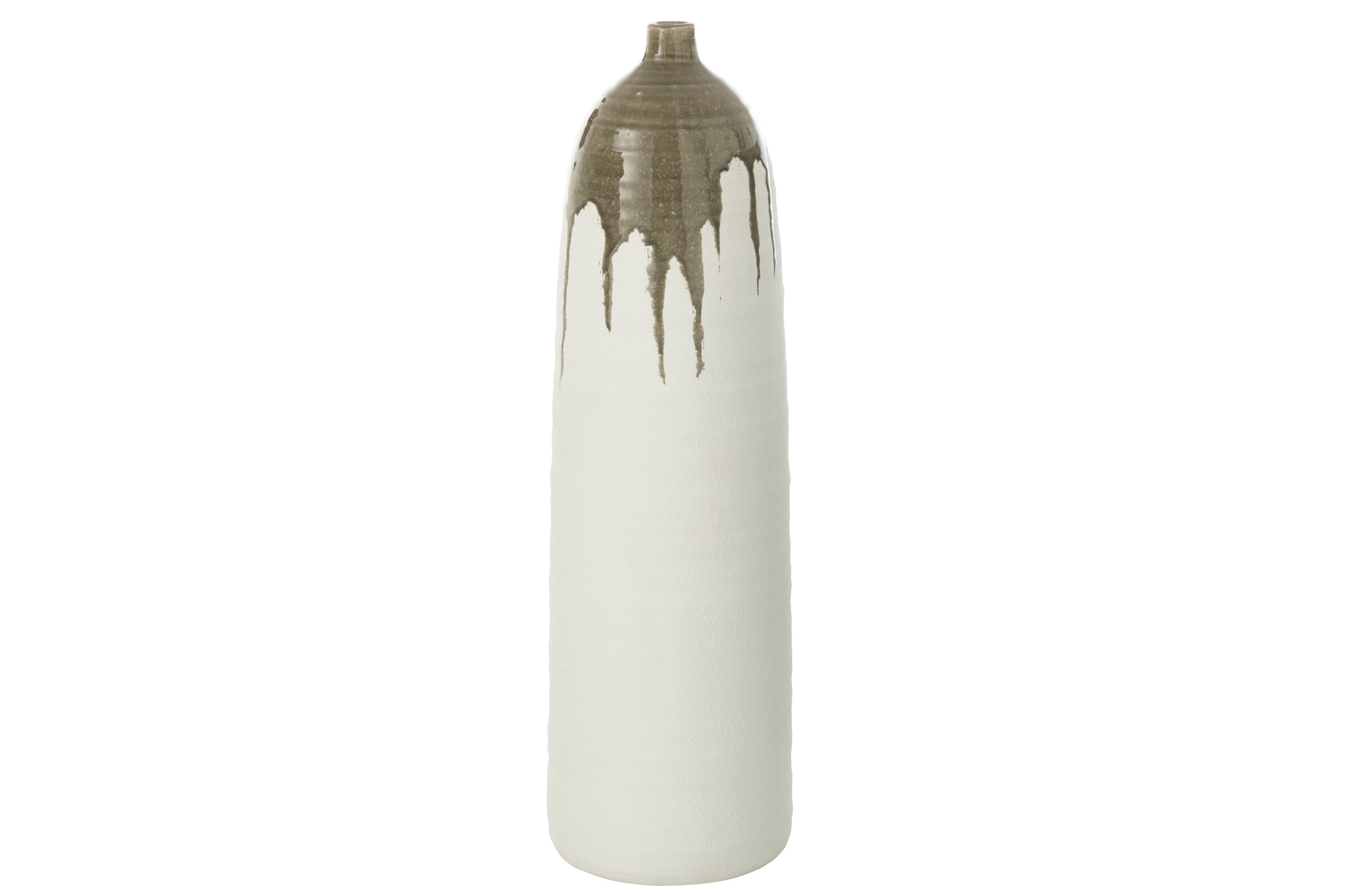 J-Line vaas Olea Fles - olijfgroen/wit - large - 67.5 cm hoog