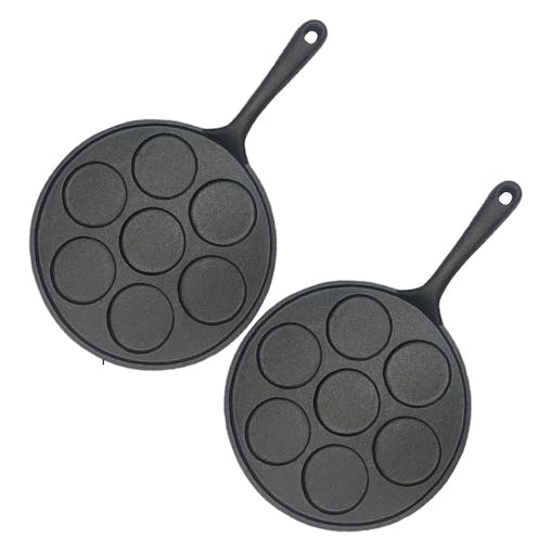 SOGA 2X Cast Iron Takoyaki Fry Pan 7 Hole Grill Mold 23cm