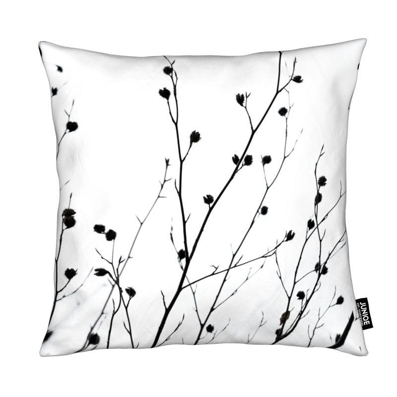 WINTER SILHOUETTES 2 - Coussin en microfibre en blanc & noir 40x40