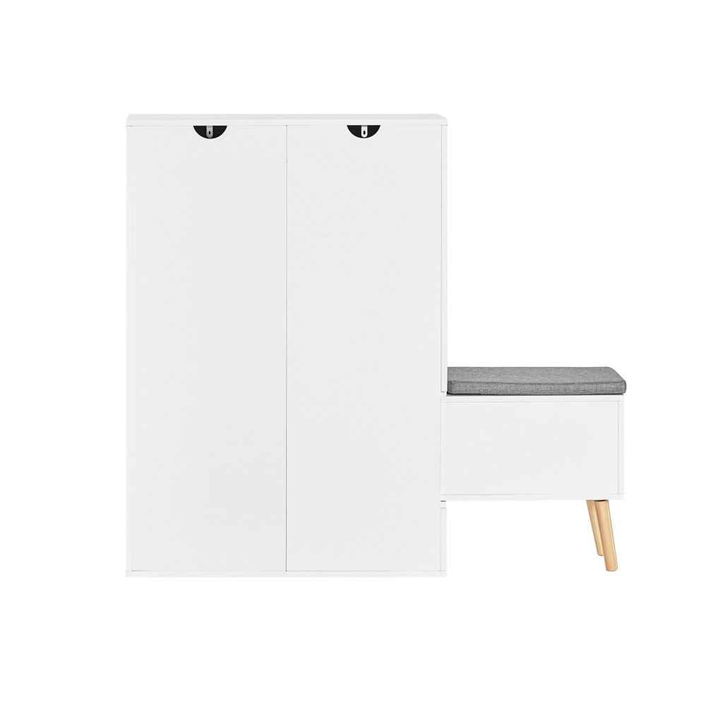 SoBuy Szafka na buty z 2 szufladami Biały 124x24x114.5cm FSR134-W