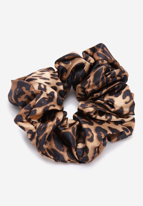 Womens Brown Leopard Print Oversized Scrunchie