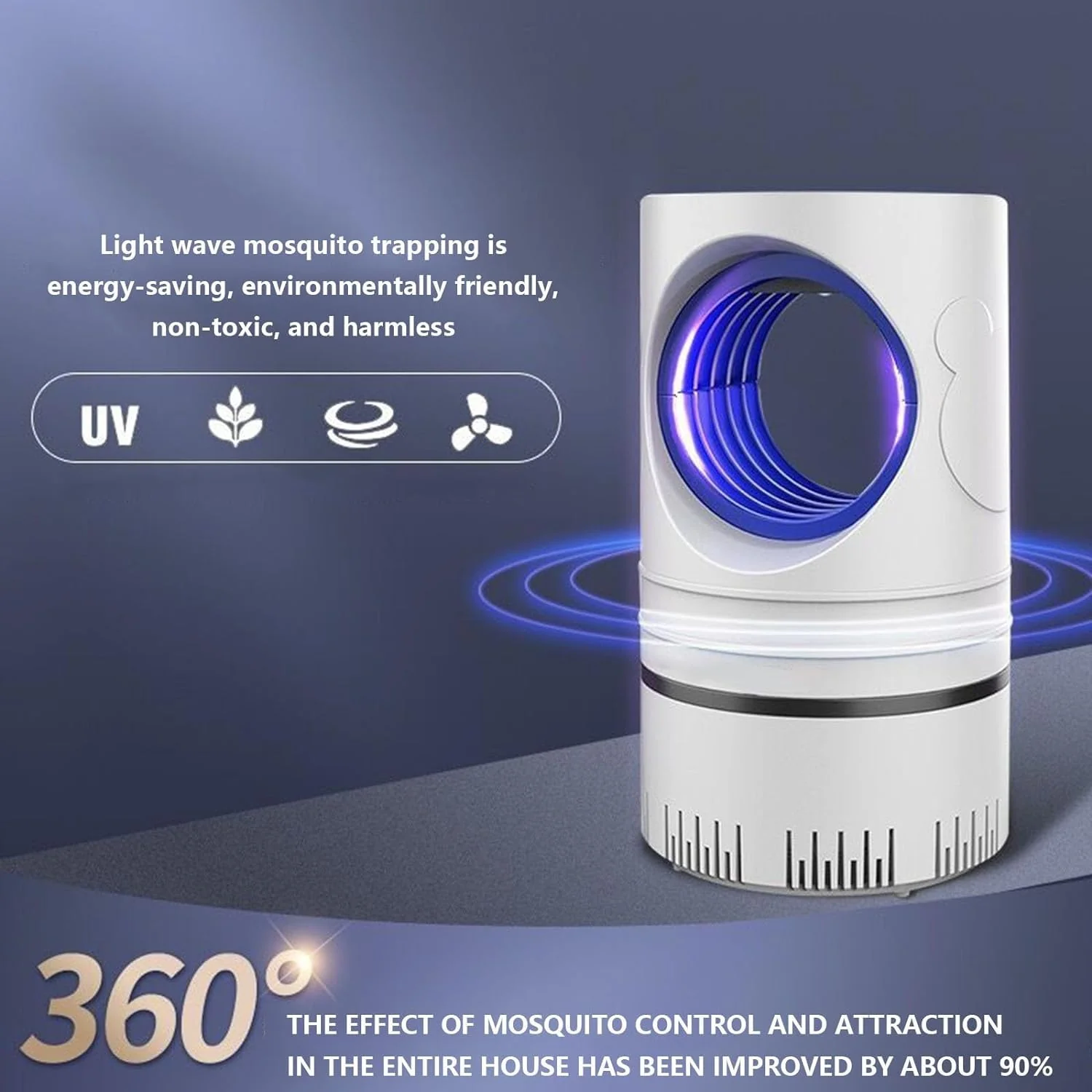 ???????????????? ???????????? - Purple Light Catalytic ???????????????? Lamp for Indoor Outdoor, USB Power Silent Household ???????????????? Lamp Inhalation Electronic Four Dimensional Trap (wh1te)(Black)