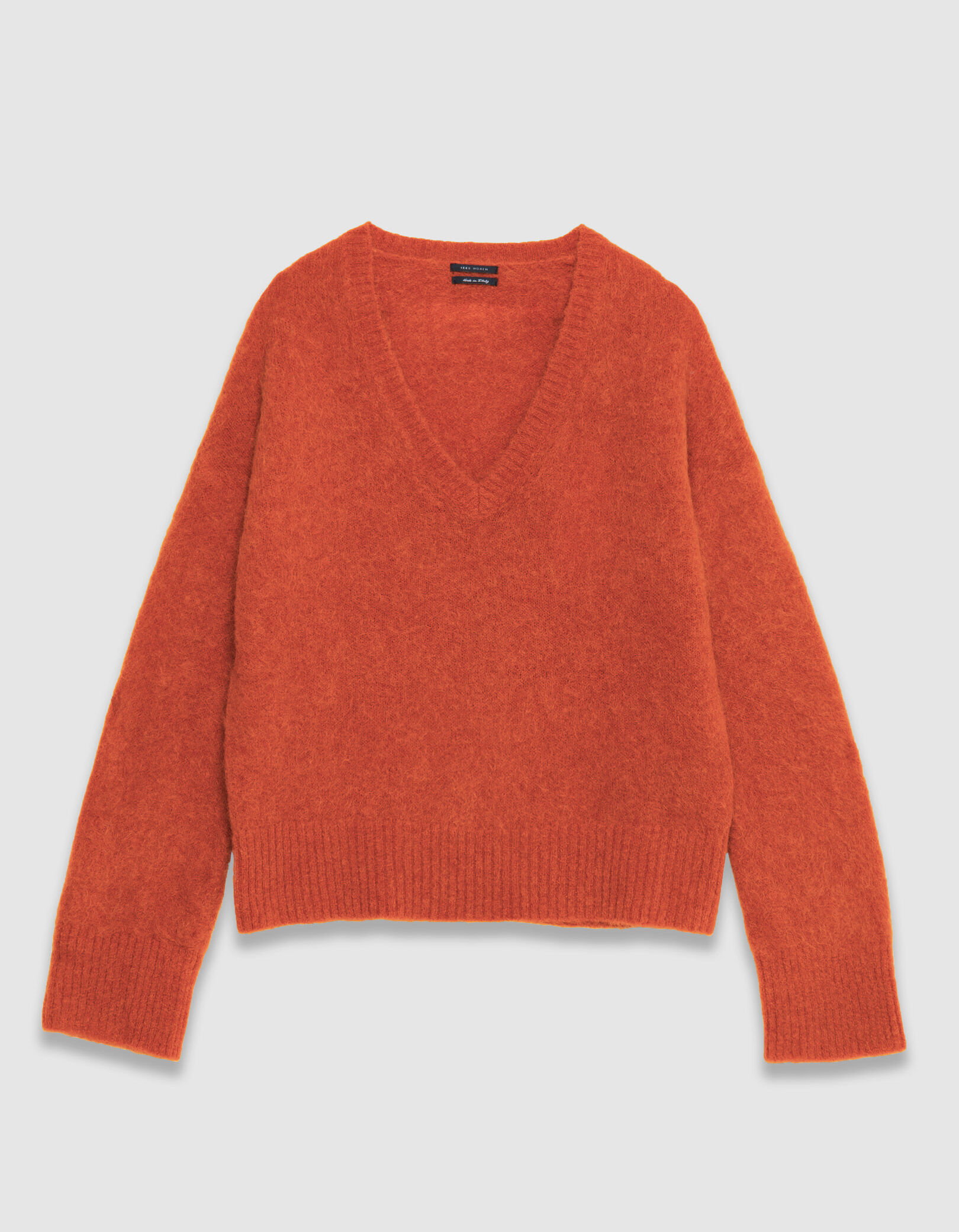 Pull col V lilas tricot mix alpaga Femme