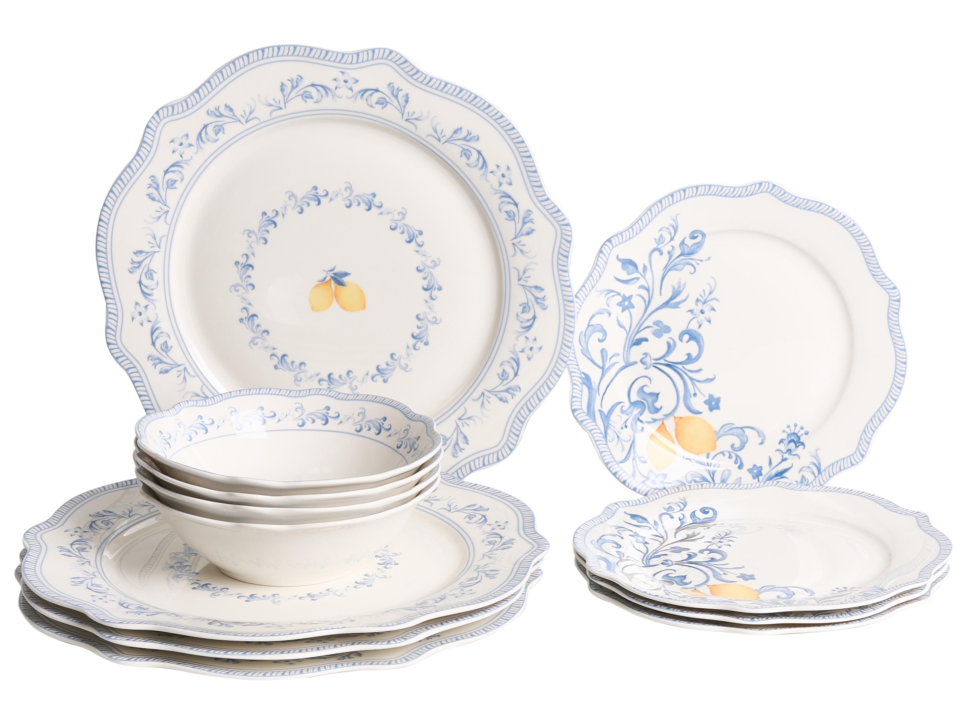 Set of 12 Dinnerware LOVAGE Porcelain White