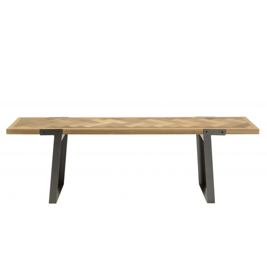 CLEMENCE - Meuble TV plateau chevrons bois et pieds métal