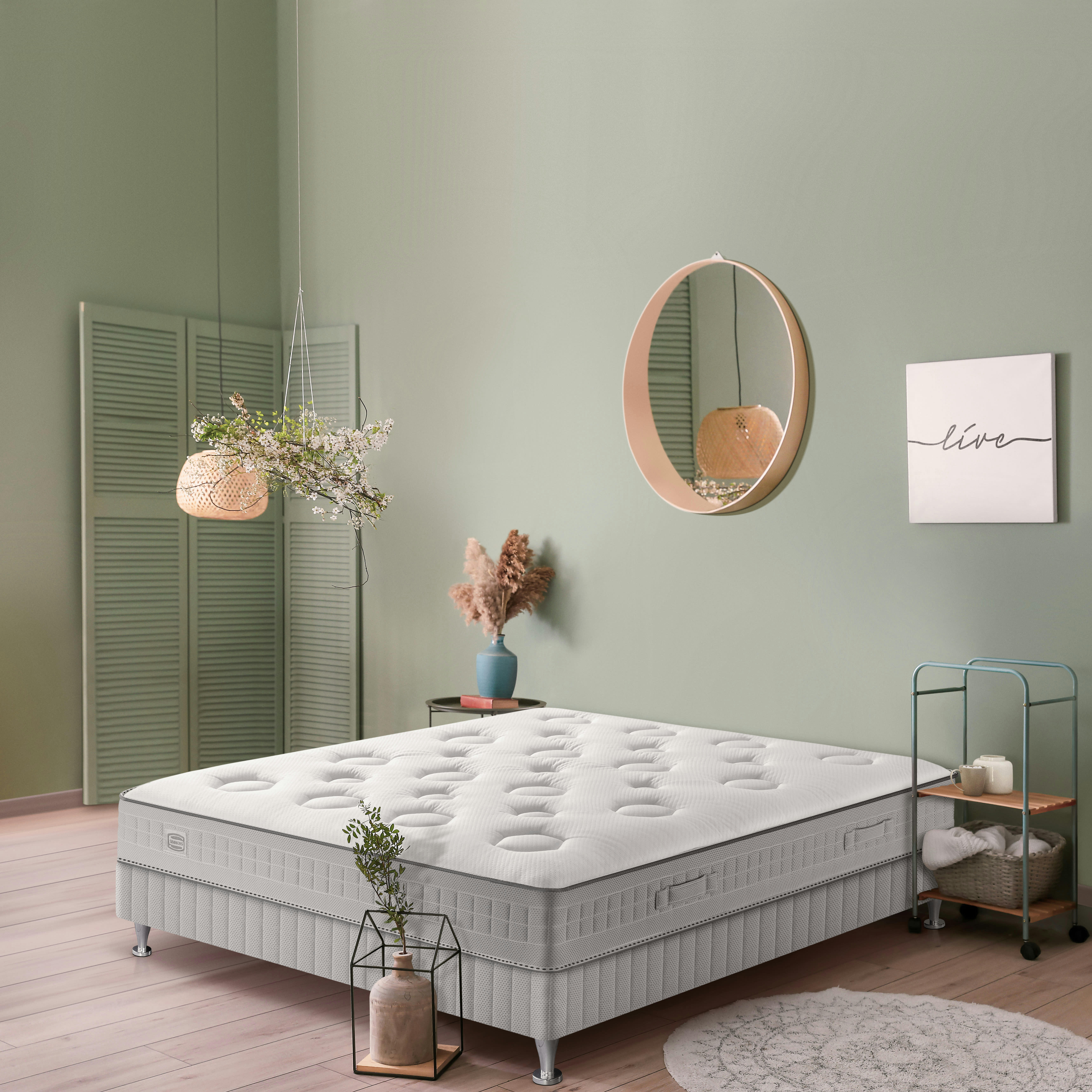 FLEXION - Ens FLEXION 140x200 matelas H26 ressort ensachés, mi-ferme, sommier