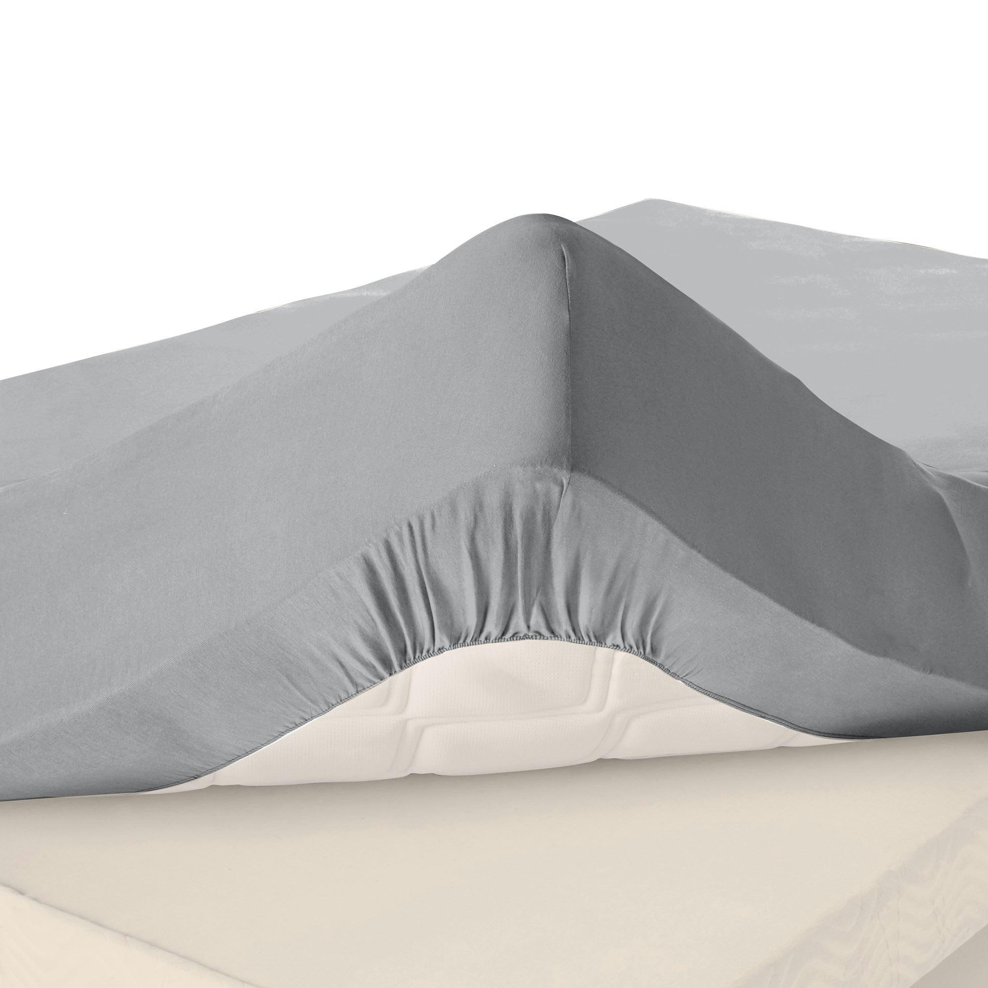 GRANDS BONNETS - Drap-housse grand bonnet 90x200x30 gris minéral en coton