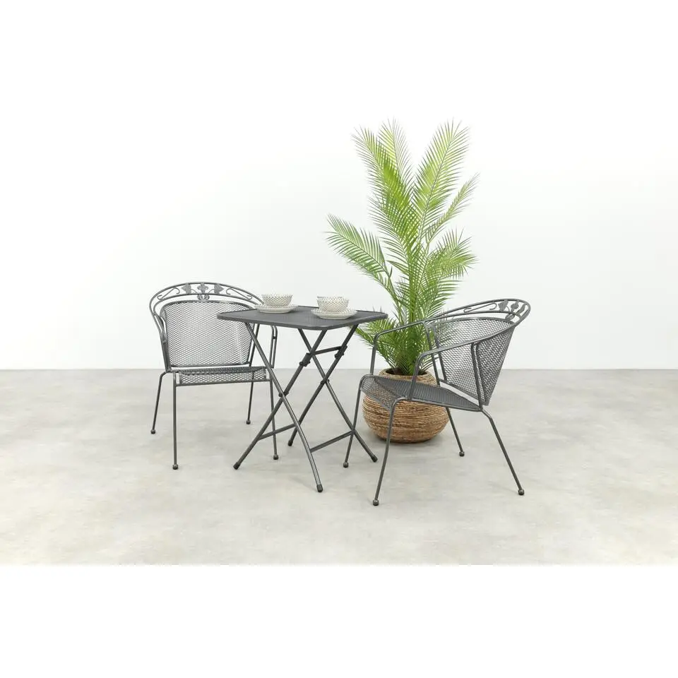 Royal Garden Elegance stapelbare balkonset 3-delig strekmetaal 60x60 cm