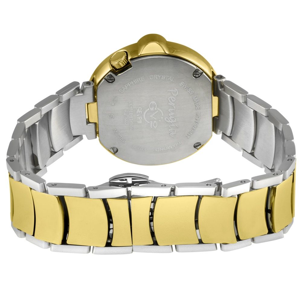 GV2 Perugia Diamond IPYG Case, Silver/White Dial, Two-toned Watch