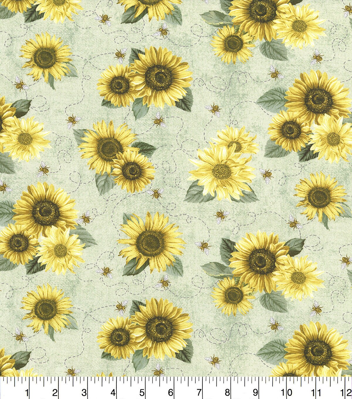 Hi Fashion Sunflowers on Cream Premium Cotton Fabric