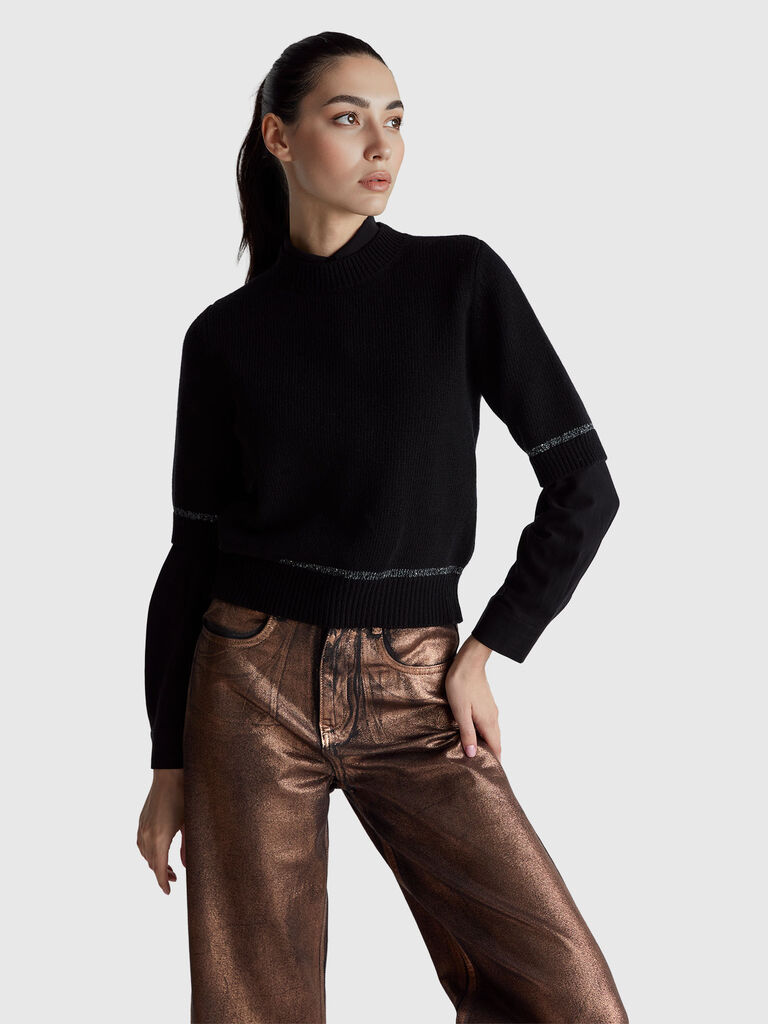 Mock neck sweater with sequin detail