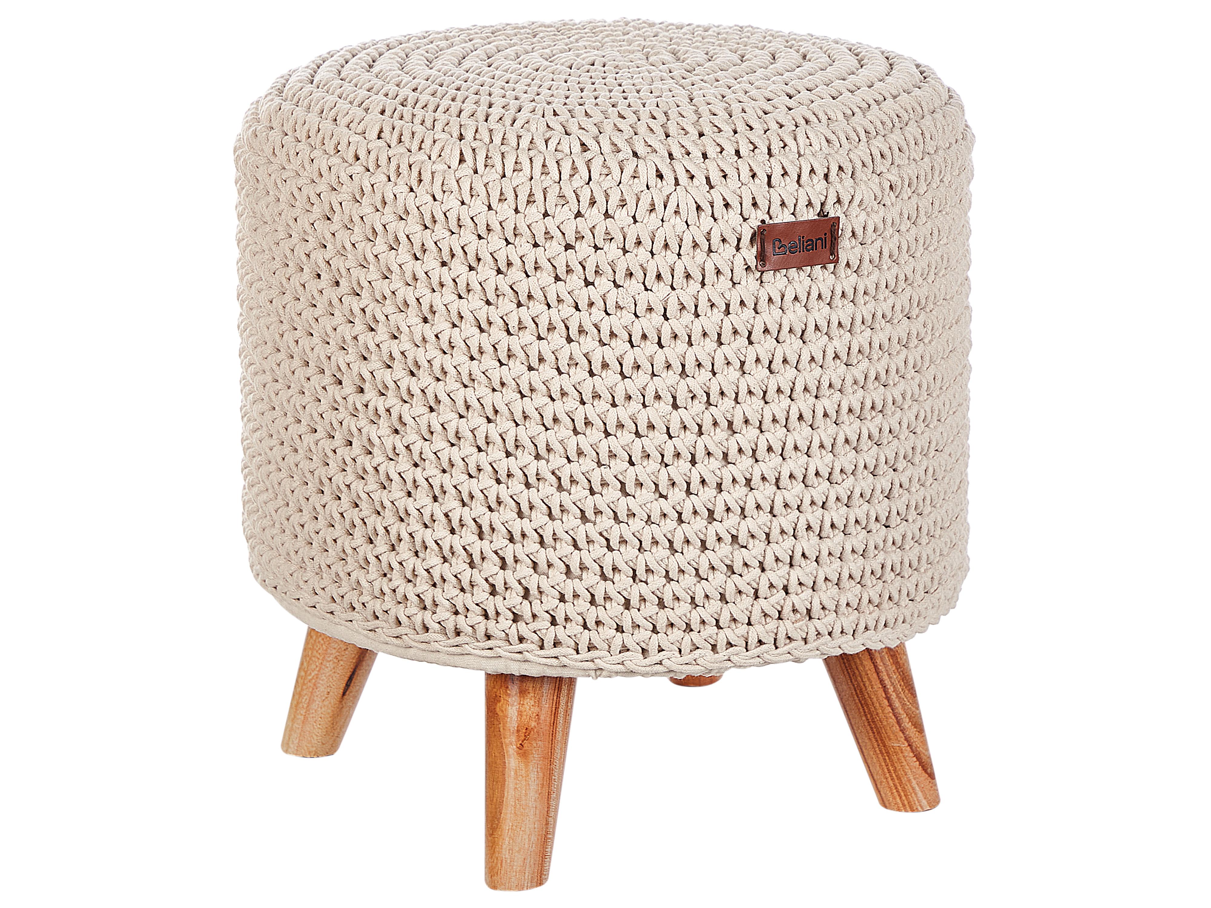 Footstool Macram�� MARDAN Cotton Beige