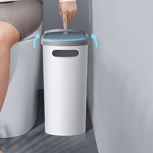 NNETM Slim Bathroom Trash Can with Lid