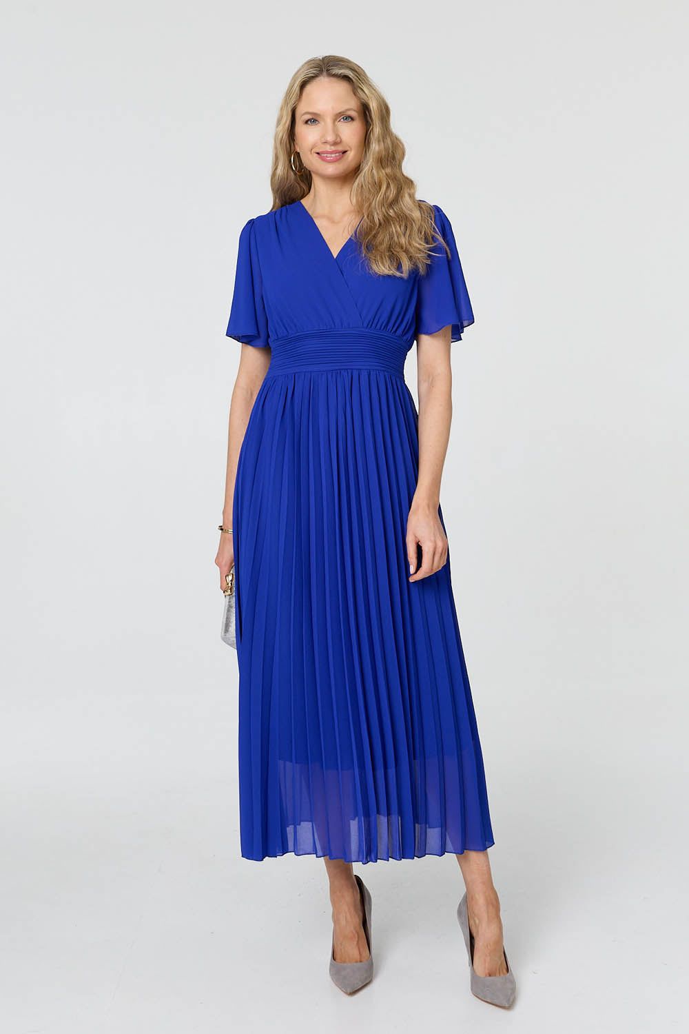 Izabel London Pleated Semi Sheer Layered Maxi Dress