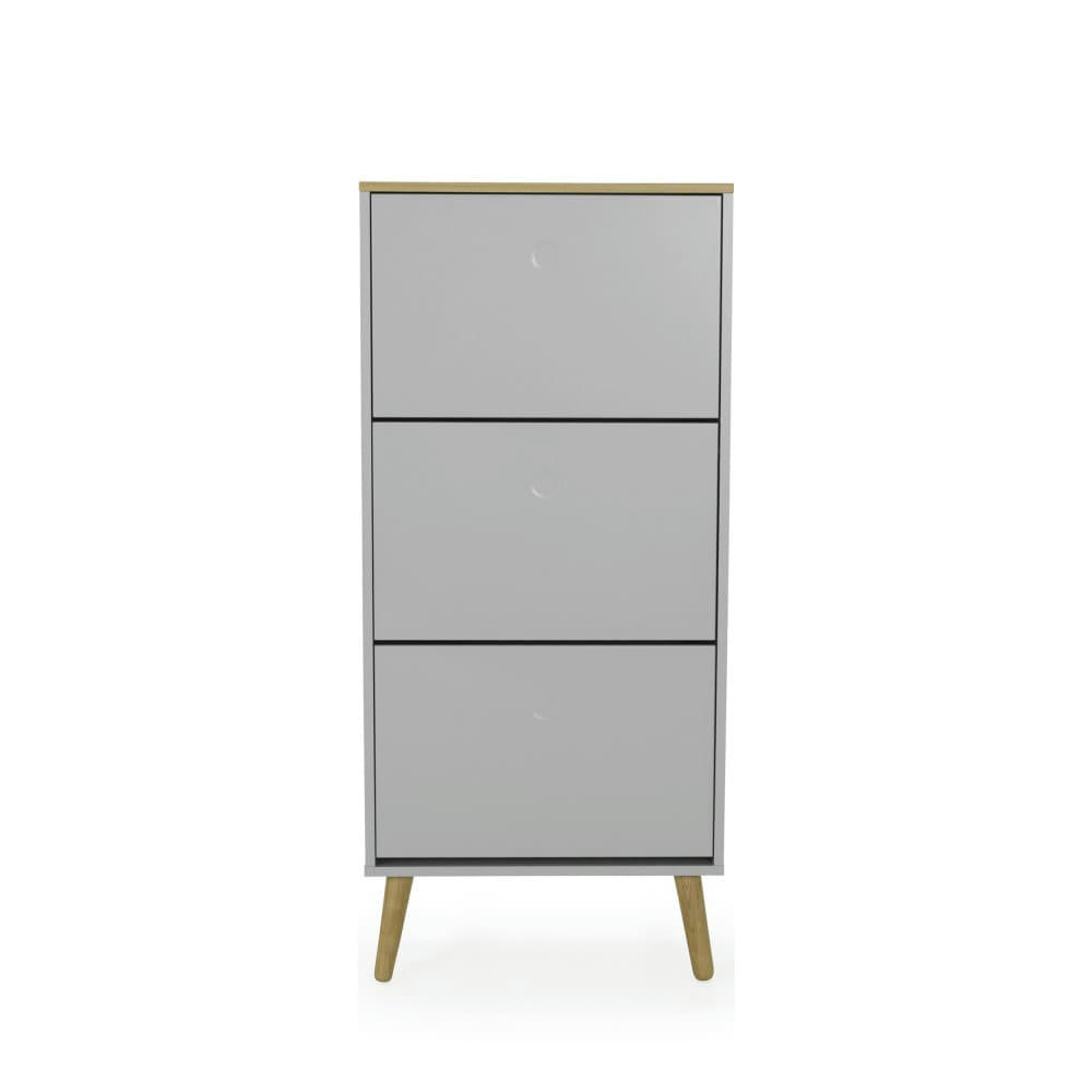 DOT - Meuble à chaussures en bois 3 compartiments gris clair