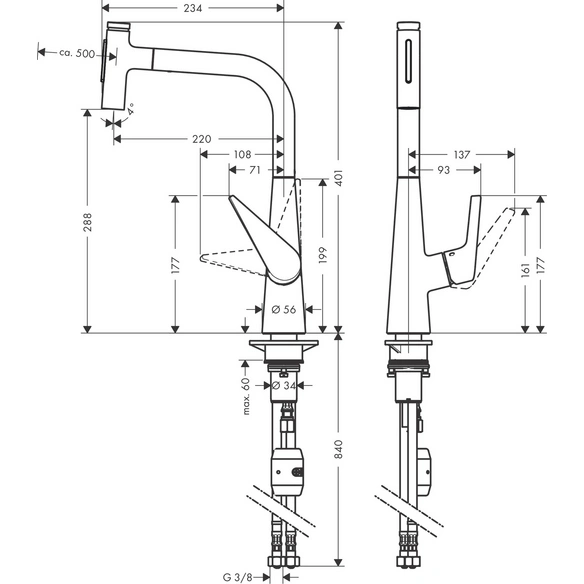 Armatur, »Talis Select M51«, Laminarstrahl, Ausladung 235 mm, rund