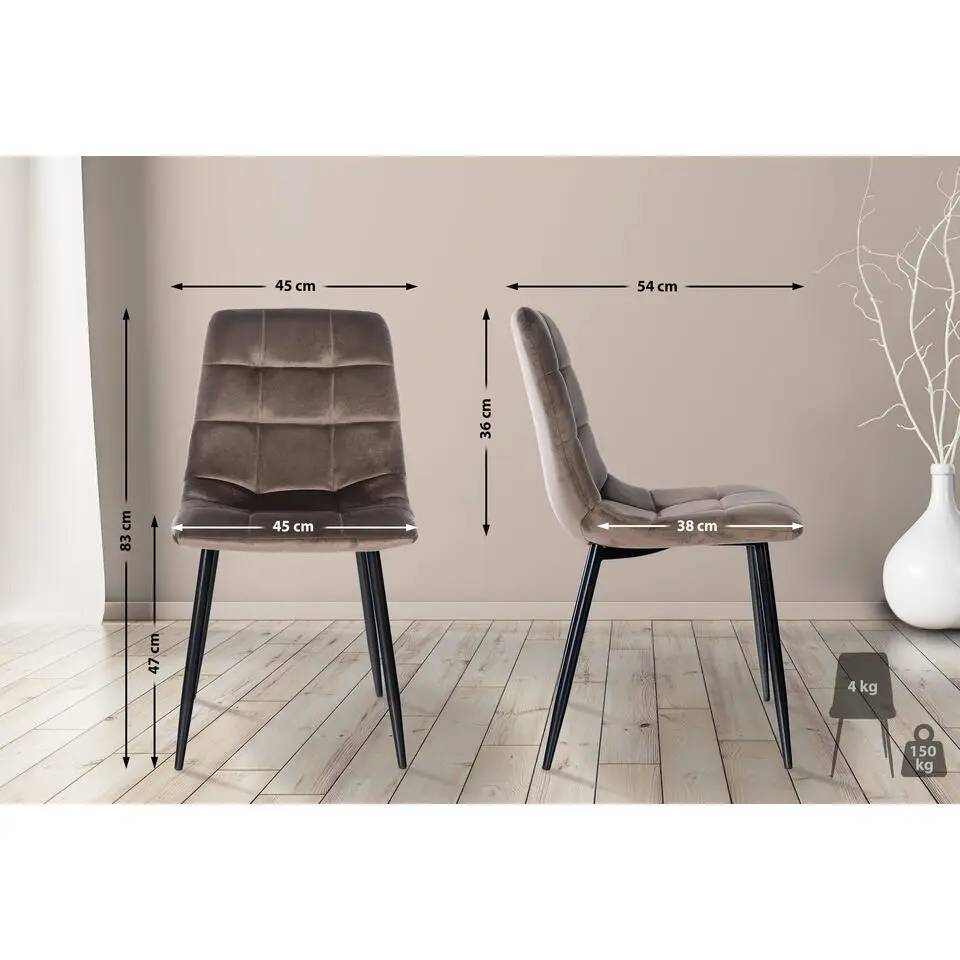 CLP Eetkamerstoel Tilde Fluweel - bruin