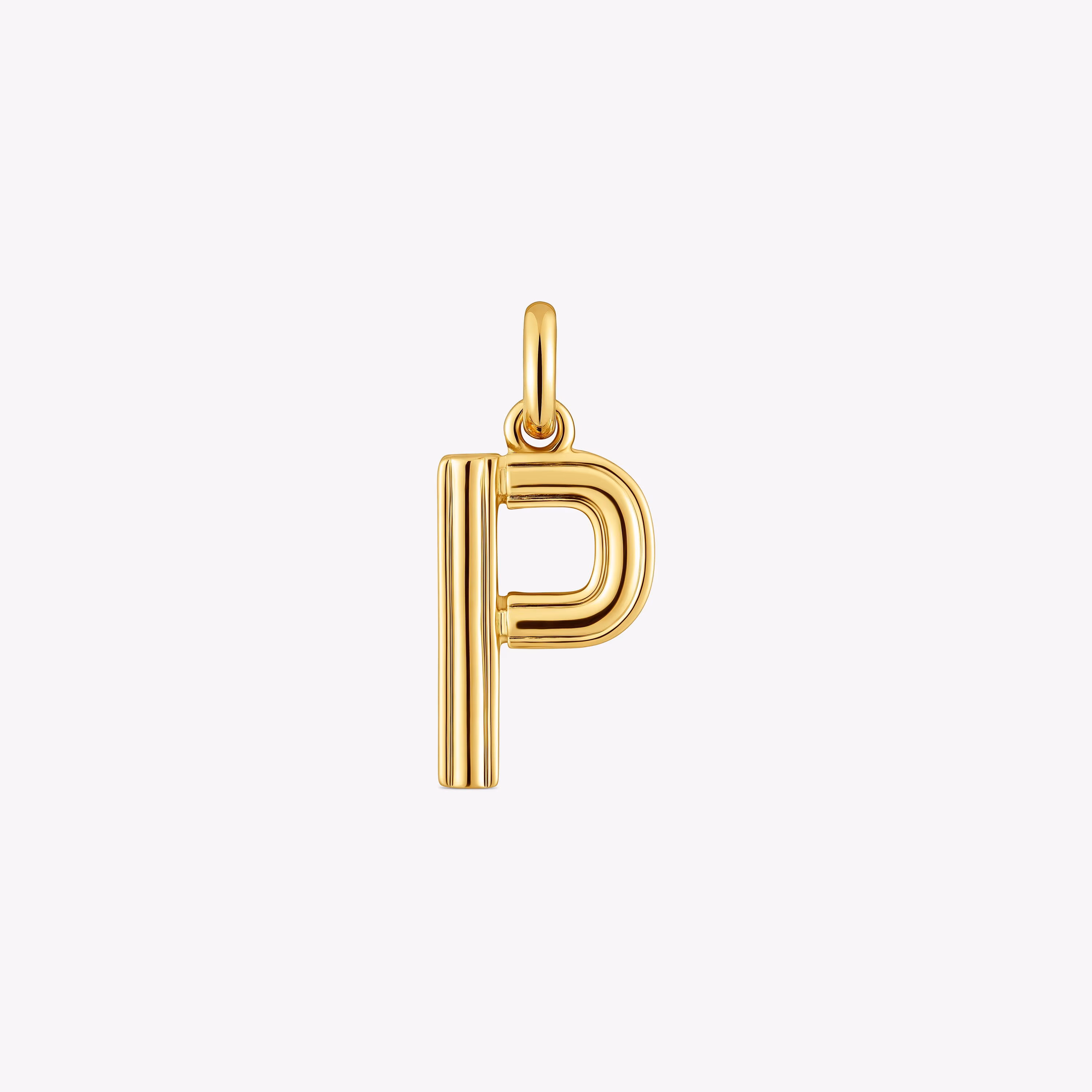 Colgante mediano letra P con baño de oro 18 kt sobre plata Alphabet