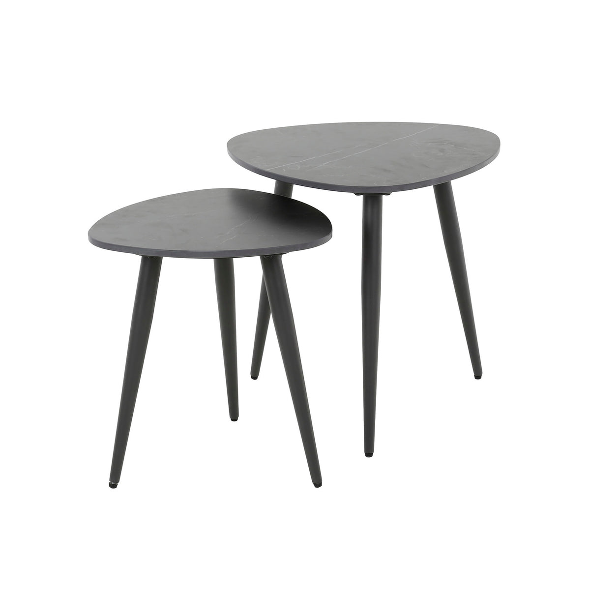 Giga Meubel Bijzettafel Ceramic Driehoekig - Zwart Keramiek - Set van 2