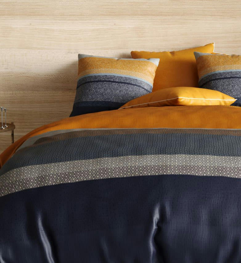 UBUD - Parure housse de couette coton bleu 220x240 cm