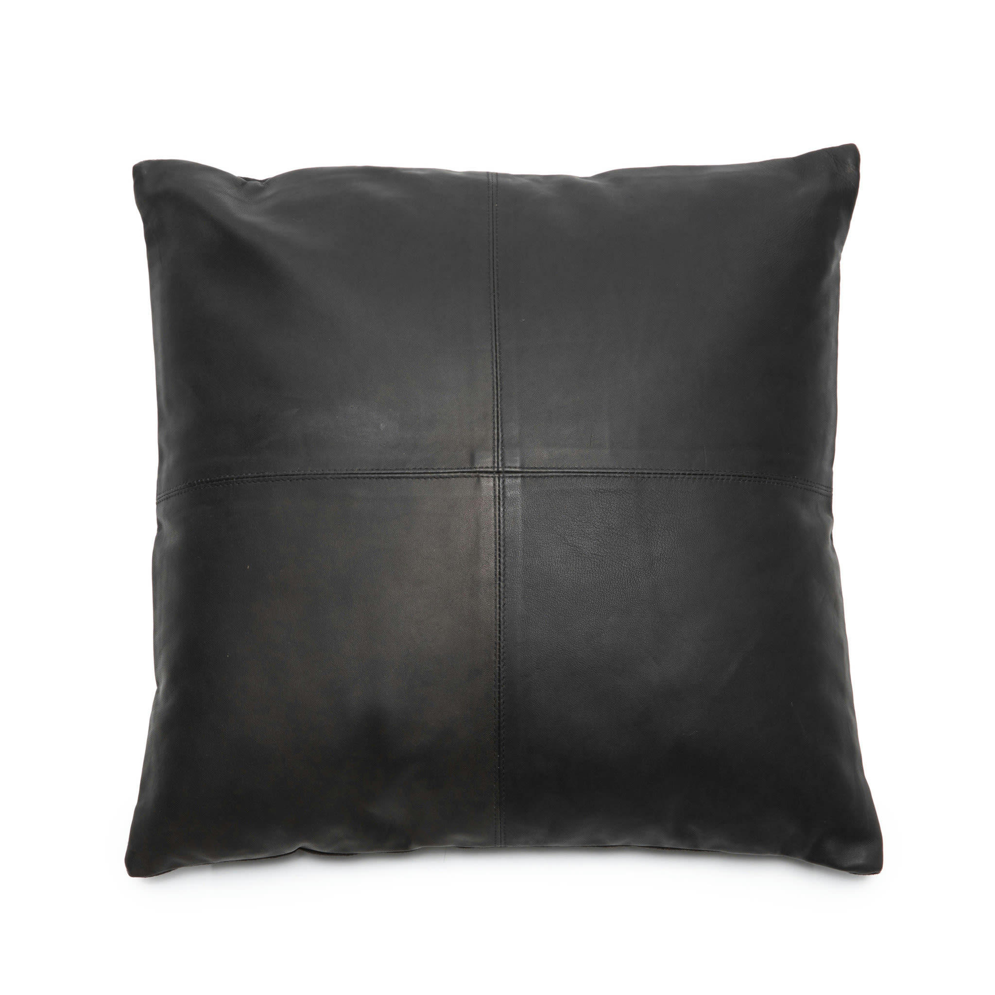 LEATHER - Coussin en cuir noir 40x40