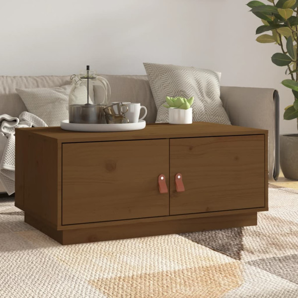 Stolik Kawowy Ława Stół Brązowy Drewniany 80x50x35 Schowki Do Salonu