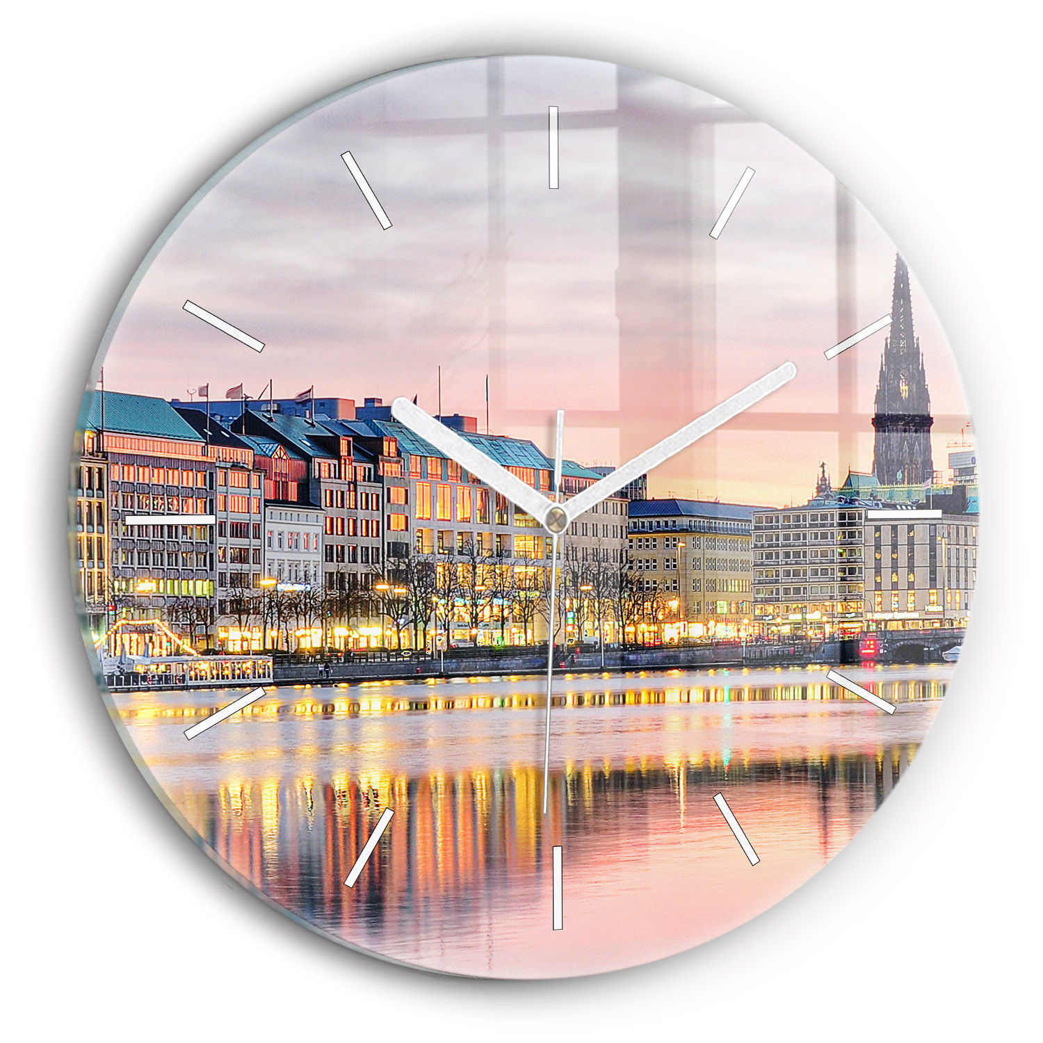 Zegar ścienny dekoracyjny cichy Alster w Hamburgu fi30