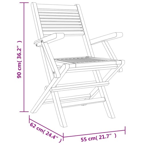 NNEVL Folding Garden Chairs 4 pcs 55x62x90 cm Solid Wood Teak